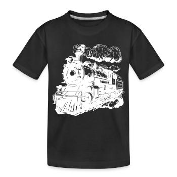 Graphisme de locomotive - T-shirt bio Premium Enfant - noir - Devant