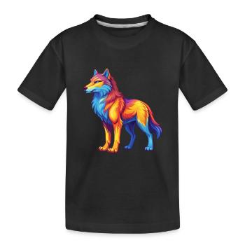 Arctic Wolf Colorful Kawaii Cartoon Character - Kids' Premium Organic T-Shirt - black - Front