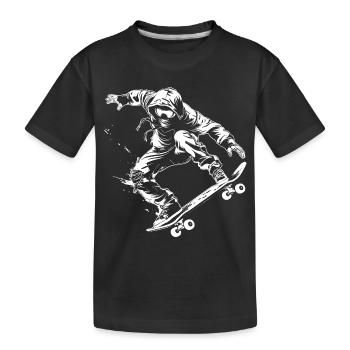 Skateboarder Cartoon Look - Kids' Premium Organic T-Shirt - black - Front