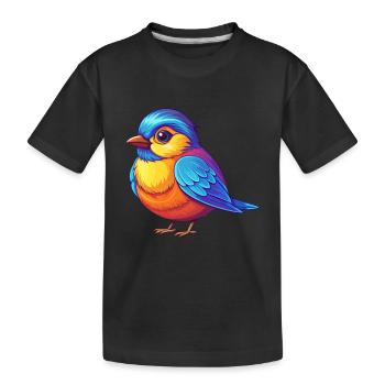 Mésange coloré Kawaii personnage de dessin animé oiseau - T-shirt bio Premium Enfant - noir - Devant