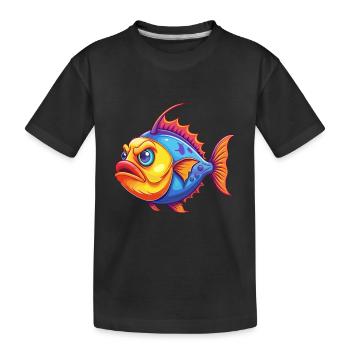 Tiefsee-Beilfisch Bunte Kawaii Karikatur - Kinder Premium Bio T-Shirt - Schwarz - Vorne