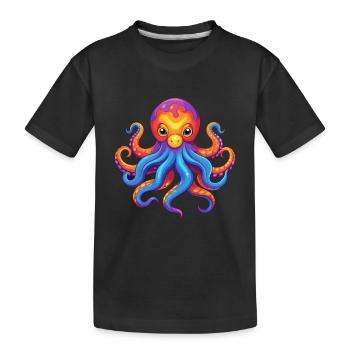pieuvre géante du Pacifique dessin animé kawaii coloré - T-shirt bio Premium Enfant - noir - Devant