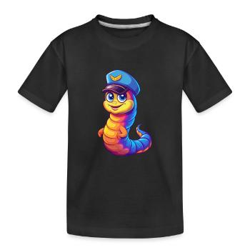 Marine Wurm Bunt Kawaii Cartoon Meerestier - Kinder Premium Bio T-Shirt - Schwarz - Vorne