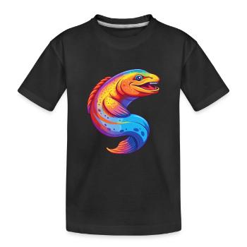 Moray Eel Colorful Kawaii Cartoon Sea Animal - Kids' Premium Organic T-Shirt - black - Front