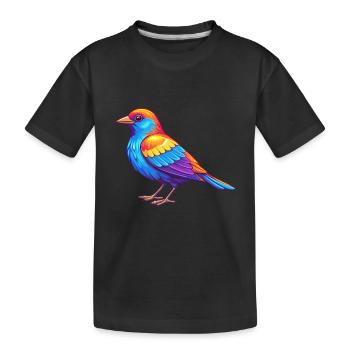 Rot geflügelte Amsel Bunte Kawaii Karikatur - Kinder Premium Bio T-Shirt - Schwarz - Vorne