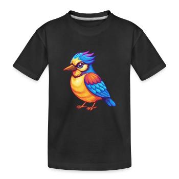 Jay Bird Bunte Kawaii Cartoon Figur Vogel - Kinder Premium Bio T-Shirt - Schwarz - Vorne