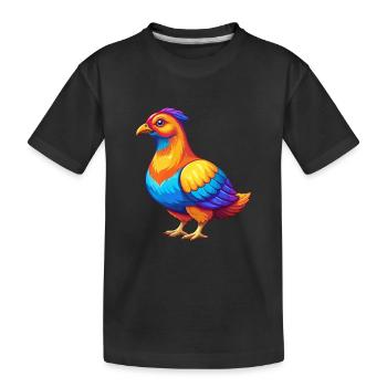 Moorhuhn Bunte Kawaii Cartoon Figur Vogel - Kinder Premium Bio T-Shirt - Schwarz - Vorne