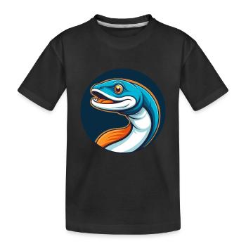 Eel Cute Kawaii Cartoon Clipart Animal Pet Logo - Kids' Premium Organic T-Shirt - black - Front