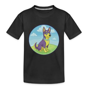 Australischer Kelpie Hund Niedliches Kawaii Cartoon Tier - Kinder Premium Bio T-Shirt - Schwarz - Vorne