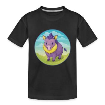 sanglier mignon kawaii dessin animé clipart animal de compagnie - T-shirt bio Premium Enfant - noir - Devant