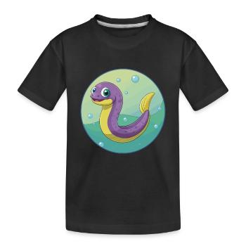 Eel Cute Kawaii Cartoon Clipart Animal Pet - Kids' Premium Organic T-Shirt - black - Front