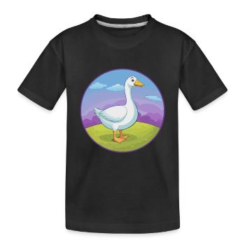Oie mignon Kawaii dessin animé Clipart Animal de compagnie - T-shirt bio Premium Enfant - noir - Devant