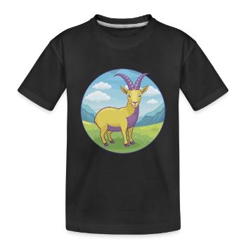 Steinbock Niedliche Kawaii Cartoon Clipart Tier Haustier - Kinder Premium Bio T-Shirt - Schwarz - Vorne
