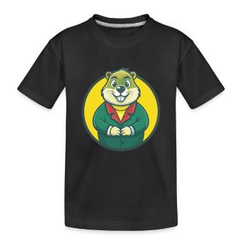 Murmeltier Niedliches Kawaii Cartoon Clipart Haustier Tier - Kinder Premium Bio T-Shirt - Schwarz - Vorne