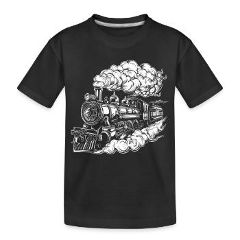 Dampflokomotive Grafik - Kinder Premium Bio T-Shirt - Schwarz - Vorne