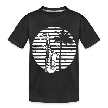 Saxophone Drawing - Kids' Premium Organic T-Shirt - black - Front