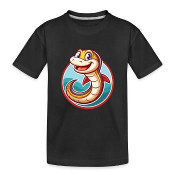 Eel Cute Funny Kawaii Cartoon Clipart Animal Pet - Kids' Premium Organic T-Shirt - black - Front