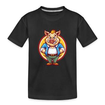sanglier mignon drôle kawaii dessin animé clipart animal de compagnie - T-shirt bio Premium Enfant - noir - Devant