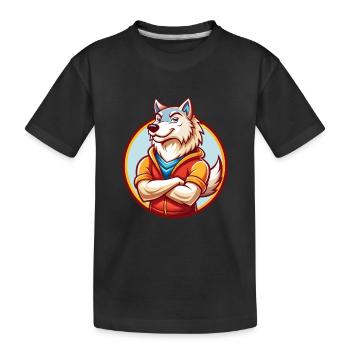 Arctic Wolf Funny Kawaii Cartoon Clipart Animal - Kids' Premium Organic T-Shirt - black - Front