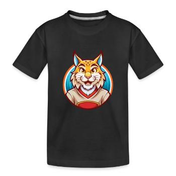 Luchs Niedlich Lustig Kawaii Cartoon Clipart Tier Haustier - Kinder Premium Bio T-Shirt - Schwarz - Vorne