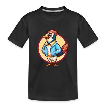 Jay oiseau drôle Kawaii dessin animé Clipart Animal de compagnie - T-shirt bio Premium Enfant - noir - Devant