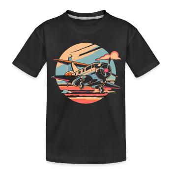 Portrait d’avion à hélice - T-shirt bio Premium Enfant - noir - Devant