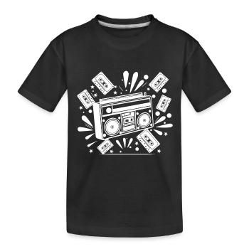Boombox, music, nostalgia - Kids' Premium Organic T-Shirt - black - Front