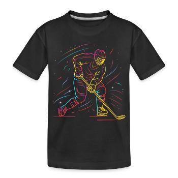 Eishockeyspieler Line Art - Kinder Premium Bio T-Shirt - Schwarz - Vorne