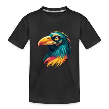 Rabe Niedliche Kawaii Cartoon Clipart Tier Gesicht - Kinder Premium Bio T-Shirt - Schwarz - Vorne