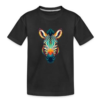 Zebra Niedliches Kawaii Cartoon Clipart Tier Gesicht - Kinder Premium Bio T-Shirt - Schwarz - Vorne