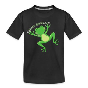 Enfin l’inscription d’un écolier à une grenouille heureuse - T-shirt bio Premium Enfant - noir - Devant