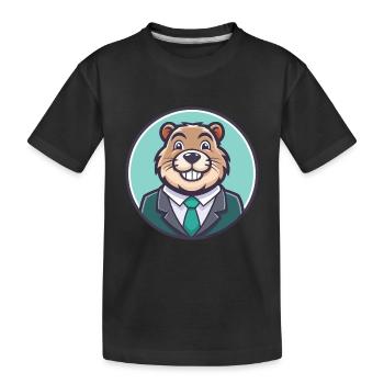 Biber Kawaii Cartoon Figur Tier Haustier Gesicht - Kinder Premium Bio T-Shirt - Schwarz - Vorne