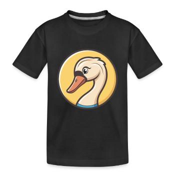 cygne kawaii dessin animé personnage animal visage d’animal - T-shirt bio Premium Enfant - noir - Devant
