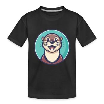 loutre kawaii dessin animé personnage animal visage d’animal - T-shirt bio Premium Enfant - noir - Devant