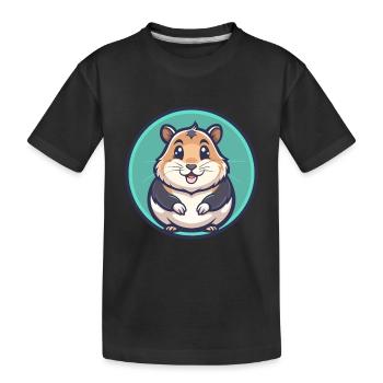 Hamster Kawaii Cartoon Figur Tier Haustier Gesicht - Kinder Premium Bio T-Shirt - Schwarz - Vorne