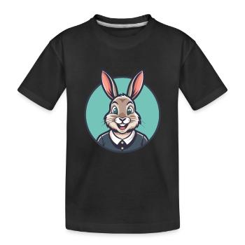 Kaninchen Kawaii Cartoon Figur Tier Haustier Gesicht - Kinder Premium Bio T-Shirt - Schwarz - Vorne