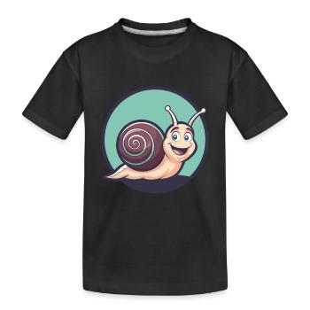 Schnecke Kawaii Cartoon Figur Tier Haustier Gesicht - Kinder Premium Bio T-Shirt - Schwarz - Vorne