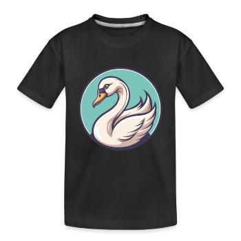 cygne kawaii dessin animé personnage animal visage d’animal - T-shirt bio Premium Enfant - noir - Devant