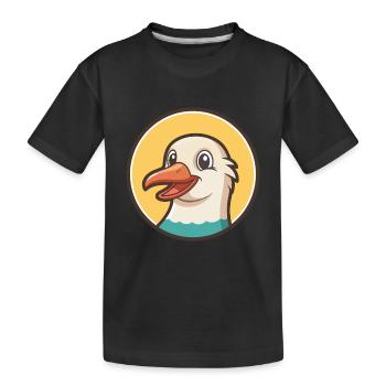 Möwe Kawaii Cartoon Figur Tier Haustier Gesicht - Kinder Premium Bio T-Shirt - Schwarz - Vorne