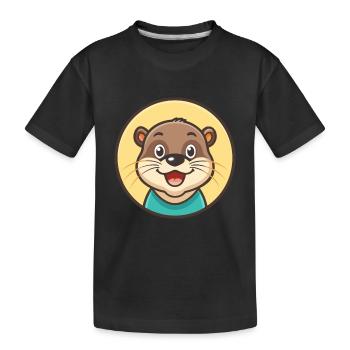 Otter Kawaii Cartoon Figur Tier Haustier Gesicht - Kinder Premium Bio T-Shirt - Schwarz - Vorne