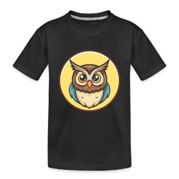 Eule Kawaii Cartoon Figur Tier Haustier Gesicht - Kinder Premium Bio T-Shirt - Schwarz - Vorne