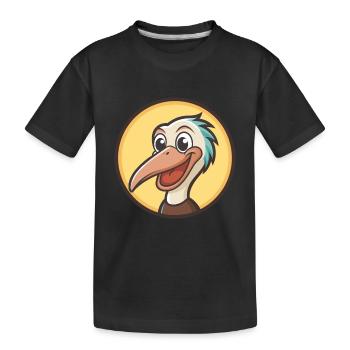 Pelikan Kawaii Cartoon Figur Tier Haustier Gesicht - Kinder Premium Bio T-Shirt - Schwarz - Vorne
