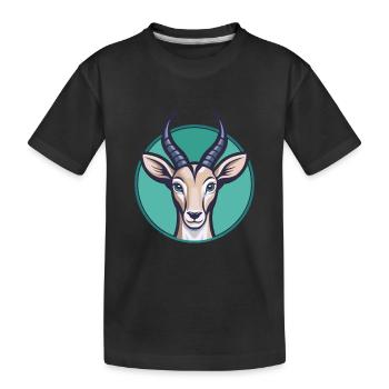 Antilope Kawaii Cartoon Figur Tier Haustier Gesicht - Kinder Premium Bio T-Shirt - Schwarz - Vorne