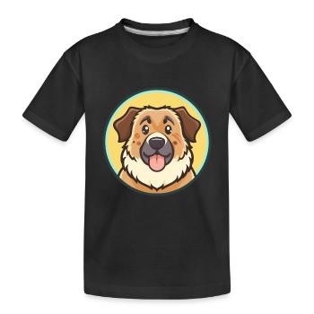 Dessin animé Kawaii de race de chien de berger du Caucase - T-shirt bio Premium Enfant - noir - Devant