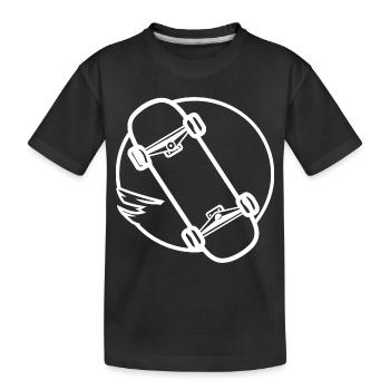 Skateboard Zeichnung - Kinder Premium Bio T-Shirt - Schwarz - Vorne