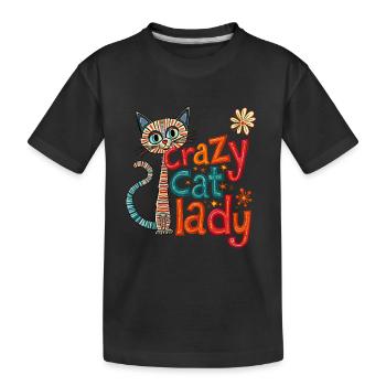 Crazy Cat Lady: Fun and Quirky Design - Kids' Premium Organic T-Shirt - black - Front