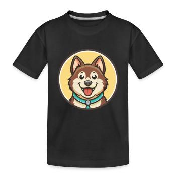 Nenets Troupeau Laika Chien Race Dessin Animé Kawaii Animal de compagnie - T-shirt bio Premium Enfant - noir - Devant