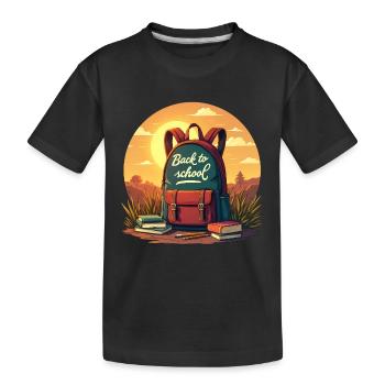 Back to School, Backpack and Books - Kids' Premium Organic T-Shirt - black - Front