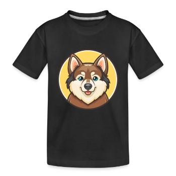 Laika Sibérie, chien de race, dessin animé kawaii clipart - T-shirt bio Premium Enfant - noir - Devant