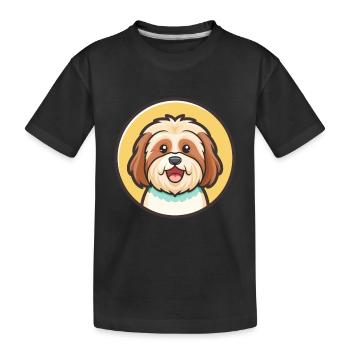 Tibetische Kyi Apso Hunderasse Cartoon Kawaii Clipart - Kinder Premium Bio T-Shirt - Schwarz - Vorne